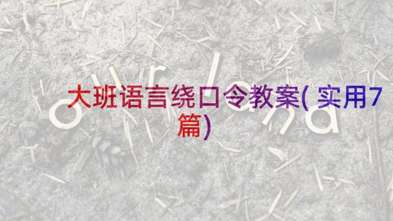 大班语言绕口令教案(实用7篇)