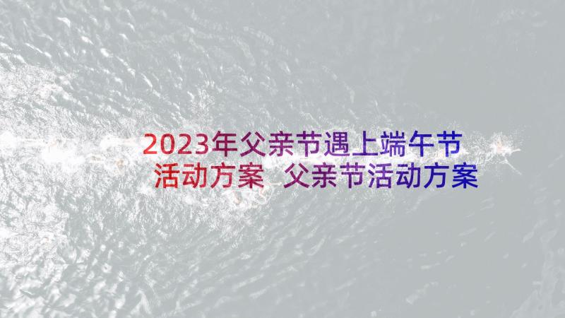 2023年父亲节遇上端午节活动方案 父亲节活动方案(模板6篇)