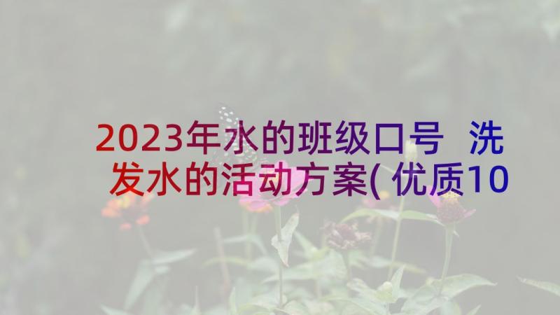 2023年水的班级口号 洗发水的活动方案(优质10篇)