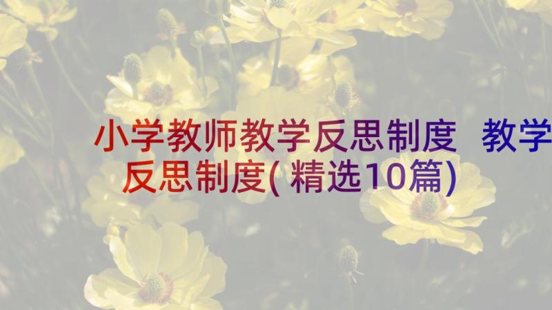 小学教师教学反思制度 教学反思制度(精选10篇)