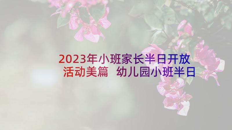 2023年小班家长半日开放活动美篇 幼儿园小班半日家长开放日活动方案(精选10篇)