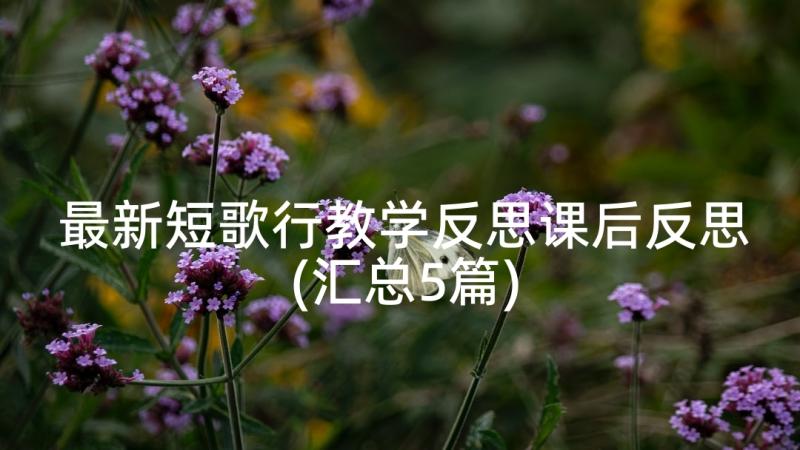 最新短歌行教学反思课后反思(汇总5篇)