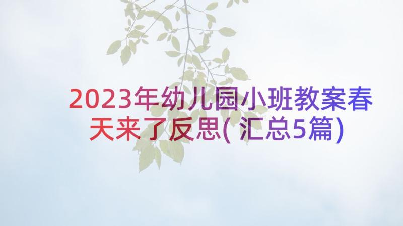 2023年幼儿园小班教案春天来了反思(汇总5篇)