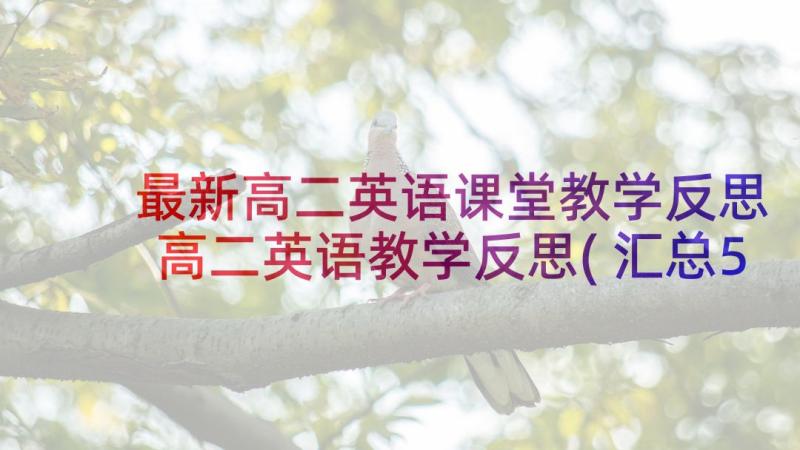 最新高二英语课堂教学反思 高二英语教学反思(汇总5篇)