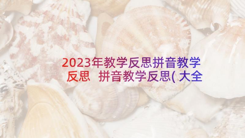 2023年教学反思拼音教学反思 拼音教学反思(大全7篇)