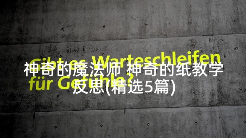 神奇的魔法师 神奇的纸教学反思(精选5篇)