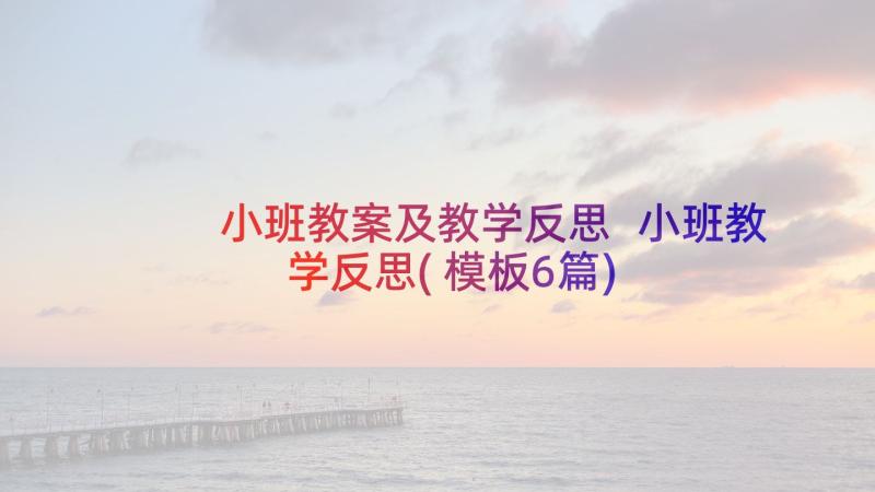 小班教案及教学反思 小班教学反思(模板6篇)