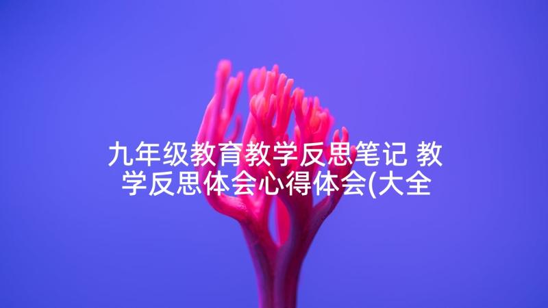 九年级教育教学反思笔记 教学反思体会心得体会(大全6篇)