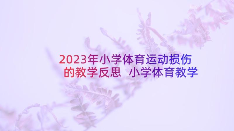 2023年小学体育运动损伤的教学反思 小学体育教学反思(汇总8篇)