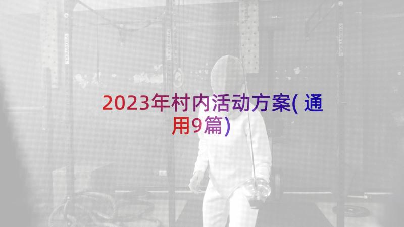 2023年村内活动方案(通用9篇)