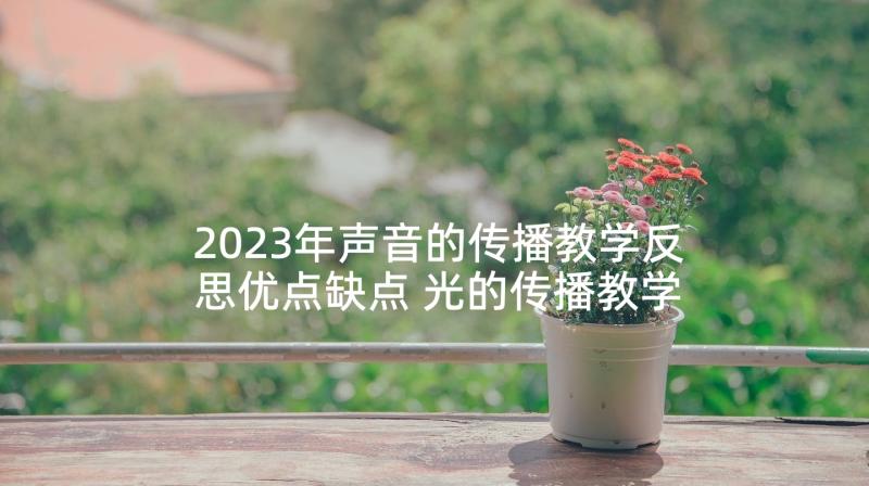 2023年声音的传播教学反思优点缺点 光的传播教学反思(模板6篇)