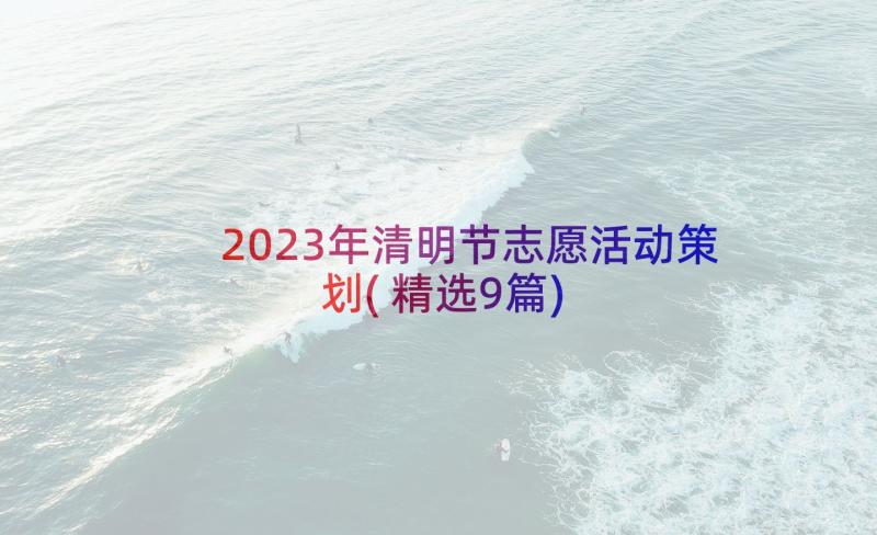 2023年清明节志愿活动策划(精选9篇)