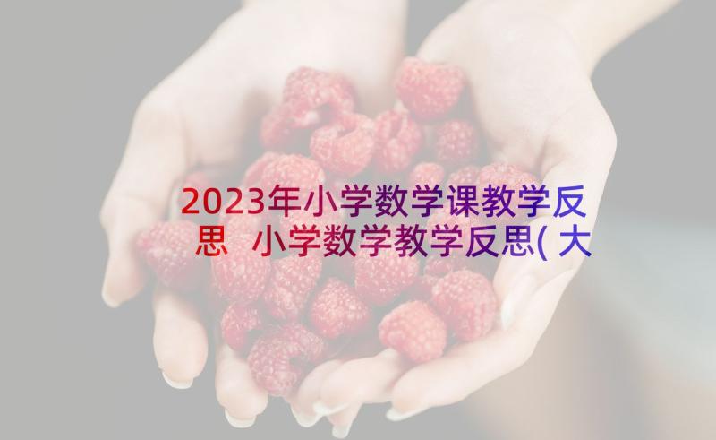 2023年小学数学课教学反思 小学数学教学反思(大全9篇)