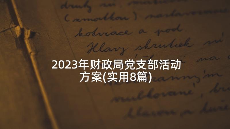 2023年财政局党支部活动方案(实用8篇)