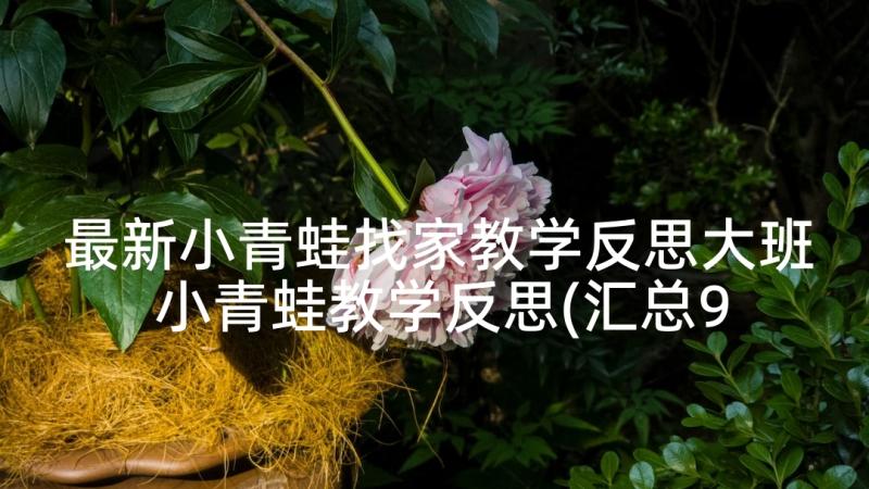 最新小青蛙找家教学反思大班 小青蛙教学反思(汇总9篇)