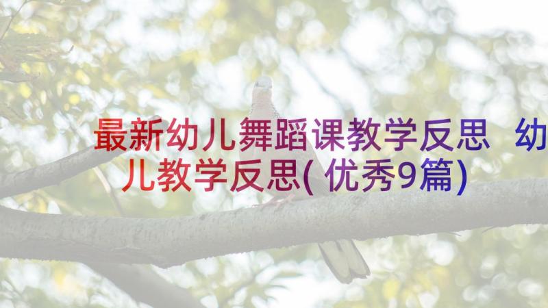 最新幼儿舞蹈课教学反思 幼儿教学反思(优秀9篇)