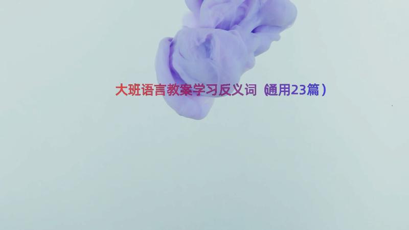 大班语言教案学习反义词（通用23篇）