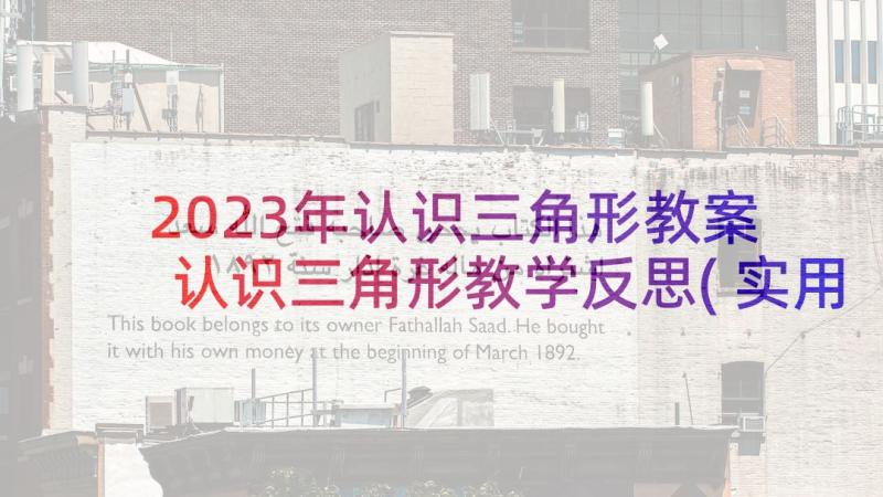 2023年认识三角形教案 认识三角形教学反思(实用6篇)