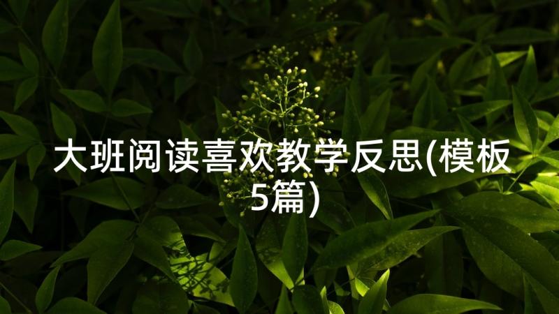 大班阅读喜欢教学反思(模板5篇)