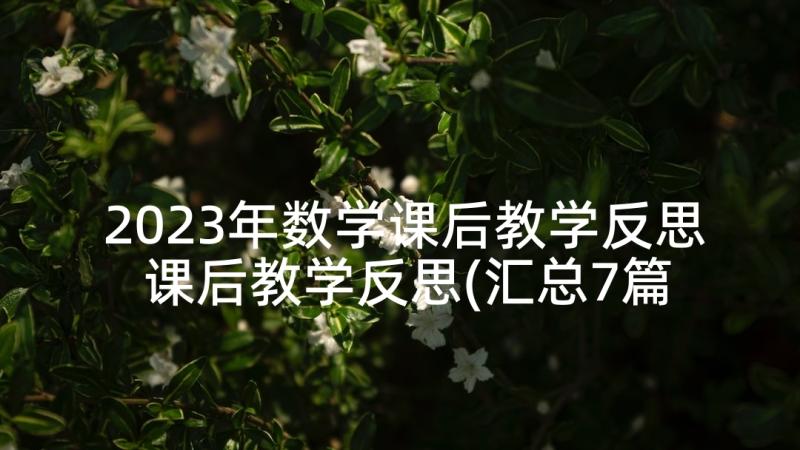 2023年数学课后教学反思 课后教学反思(汇总7篇)