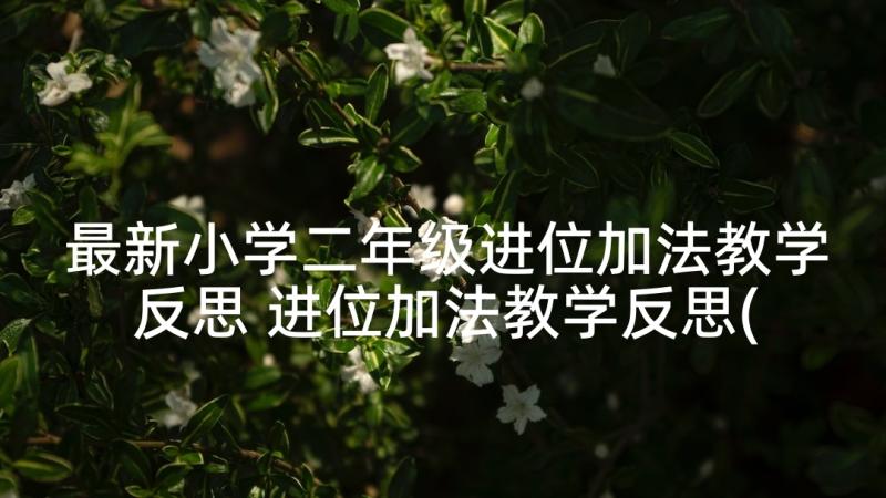 最新小学二年级进位加法教学反思 进位加法教学反思(汇总9篇)