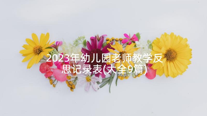 2023年幼儿园老师教学反思记录表(大全9篇)