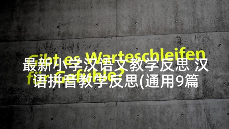 最新小学汉语文教学反思 汉语拼音教学反思(通用9篇)