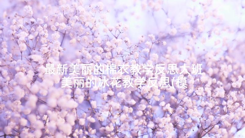 最新美丽的棉衣教学反思大班 美丽的冰花教学反思(模板7篇)