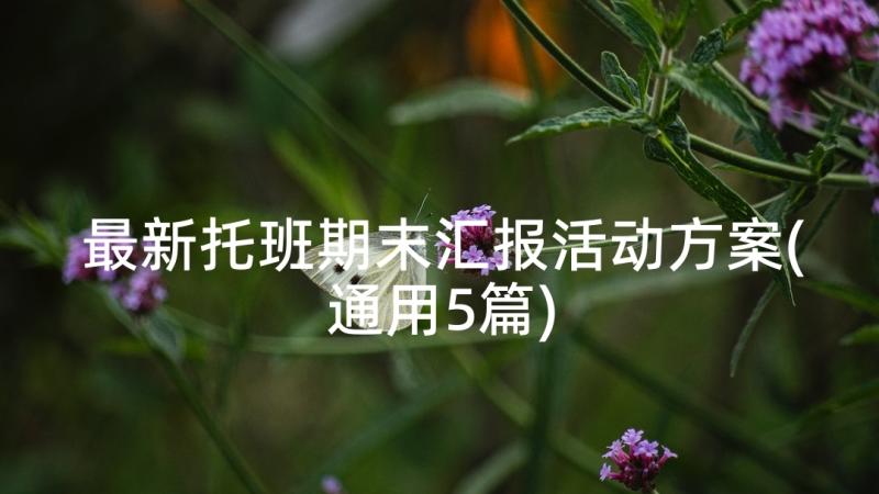 最新托班期末汇报活动方案(通用5篇)