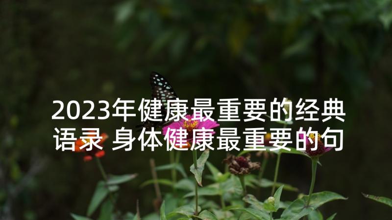 2023年健康最重要的经典语录 身体健康最重要的句子(实用9篇)