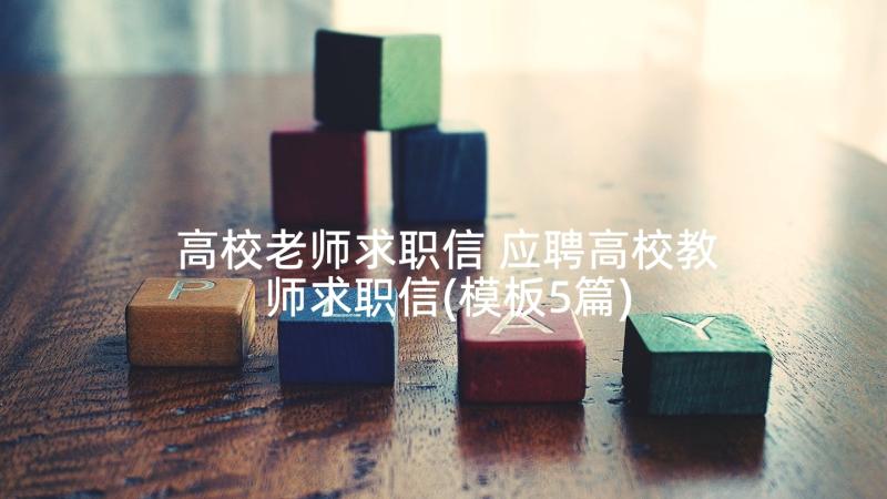 高校老师求职信 应聘高校教师求职信(模板5篇)