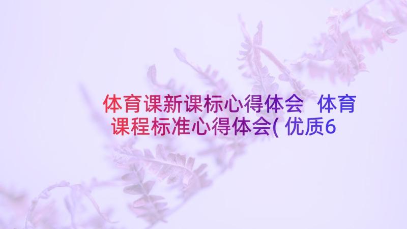 体育课新课标心得体会 体育课程标准心得体会(优质6篇)