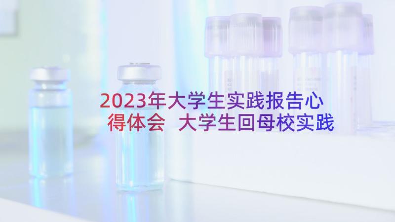 2023年大学生实践报告心得体会 大学生回母校实践报告心得体会(优质10篇)