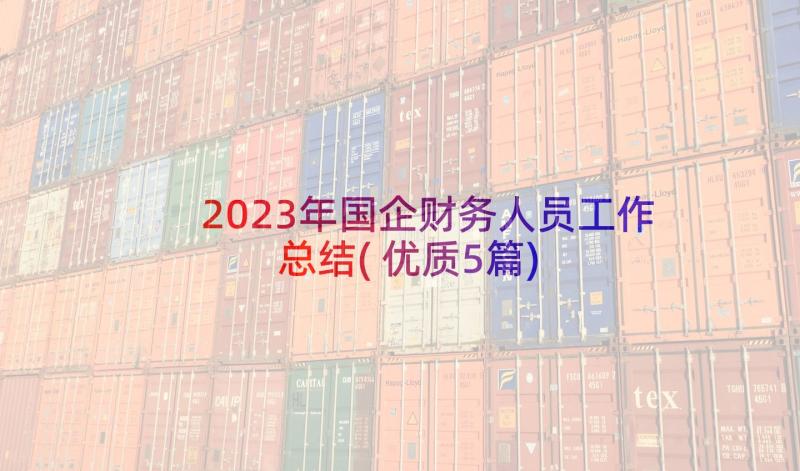 2023年国企财务人员工作总结(优质5篇)