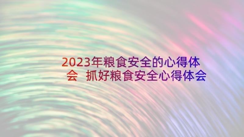 2023年粮食安全的心得体会 抓好粮食安全心得体会(模板6篇)