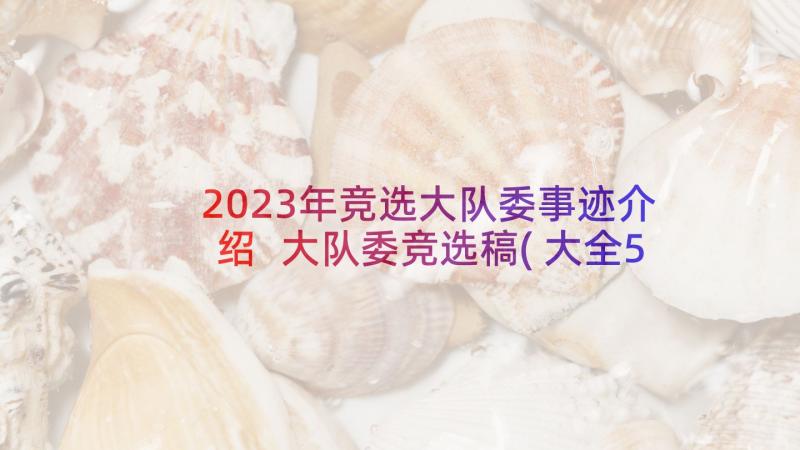 2023年竞选大队委事迹介绍 大队委竞选稿(大全5篇)