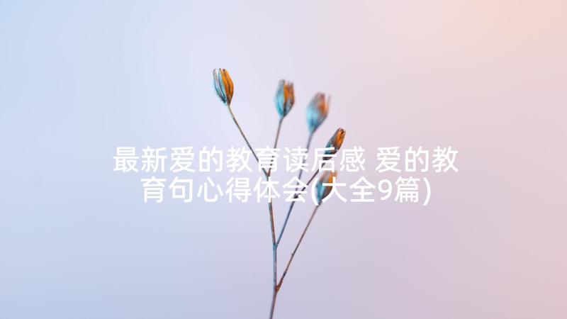 最新爱的教育读后感 爱的教育句心得体会(大全9篇)