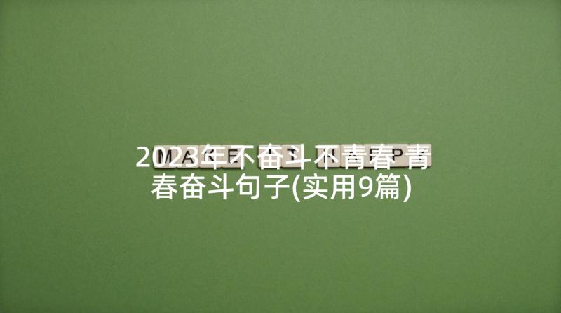 2023年不奋斗不青春 青春奋斗句子(实用9篇)