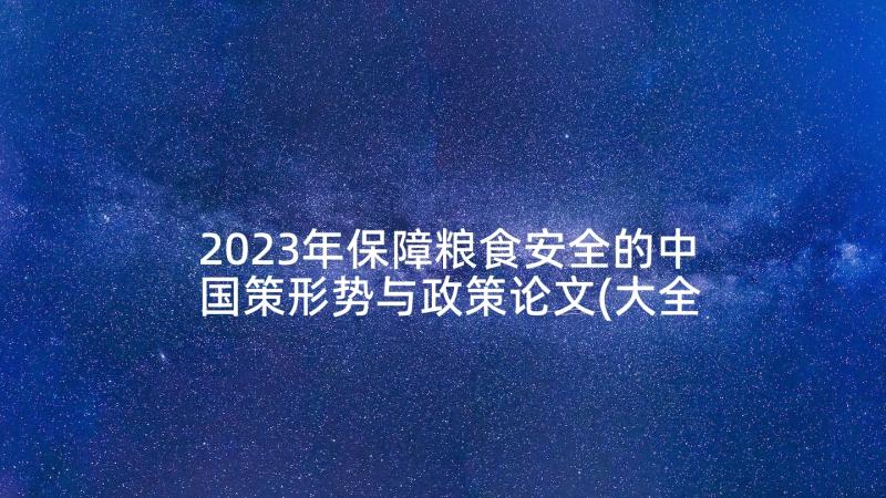 2023年保障粮食安全的中国策形势与政策论文(大全5篇)