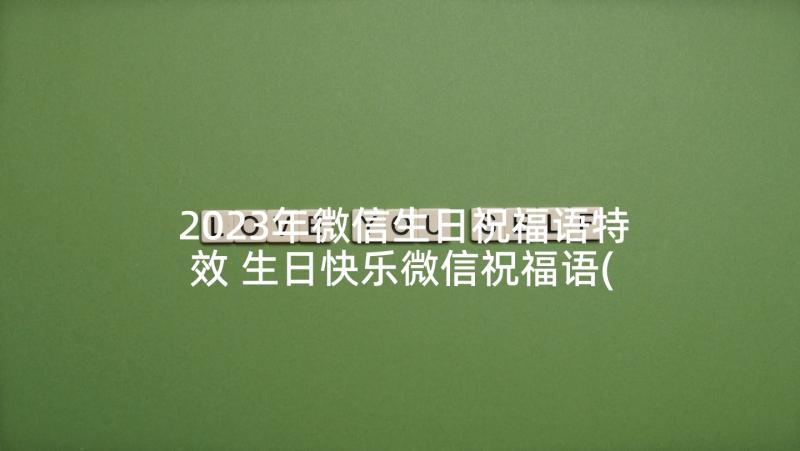 2023年微信生日祝福语特效 生日快乐微信祝福语(汇总10篇)