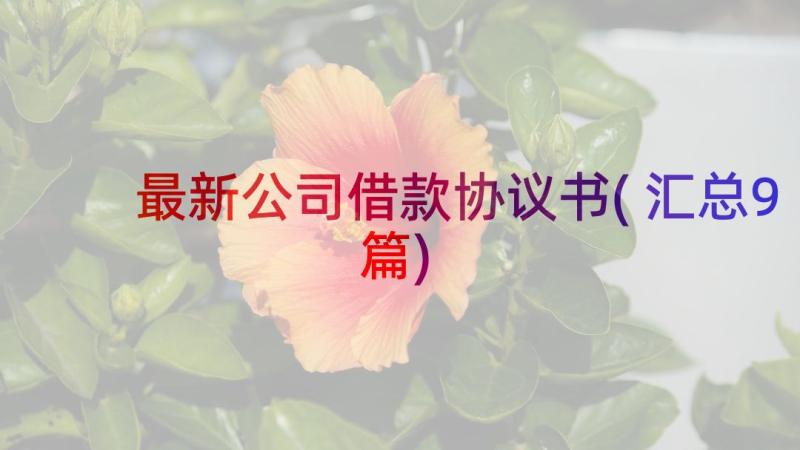 最新公司借款协议书(汇总9篇)