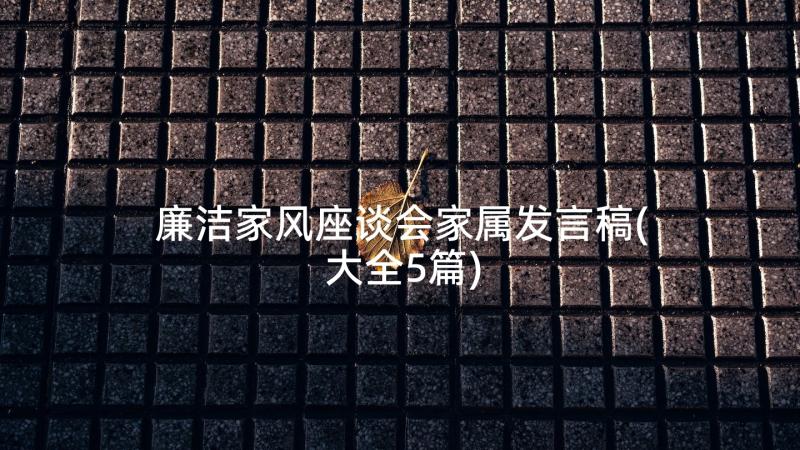 廉洁家风座谈会家属发言稿(大全5篇)