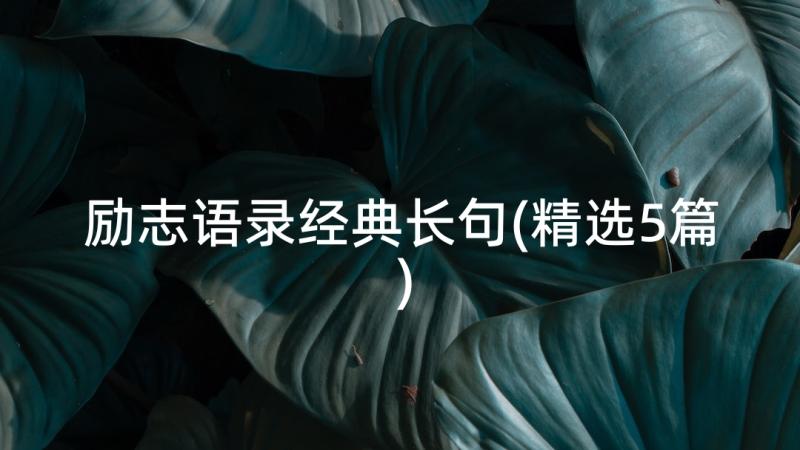 励志语录经典长句(精选5篇)