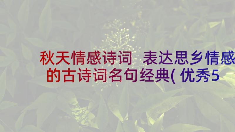 秋天情感诗词 表达思乡情感的古诗词名句经典(优秀5篇)