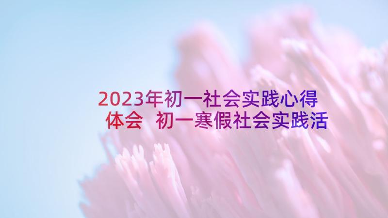 2023年初一社会实践心得体会 初一寒假社会实践活动报告(通用5篇)