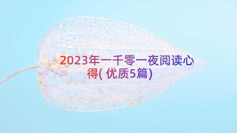 2023年一千零一夜阅读心得(优质5篇)