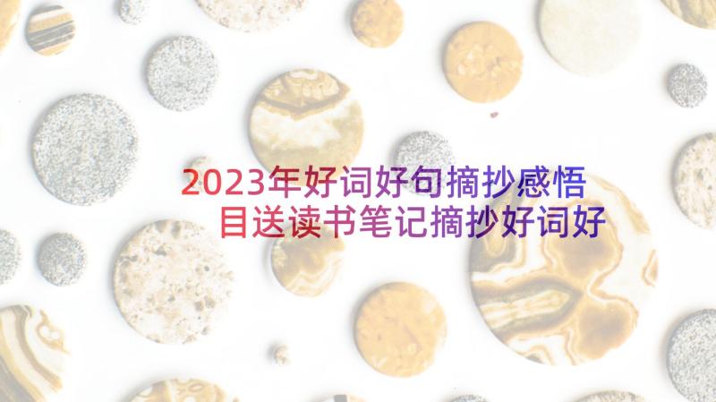 2023年好词好句摘抄感悟 目送读书笔记摘抄好词好句及感悟赏析(大全10篇)