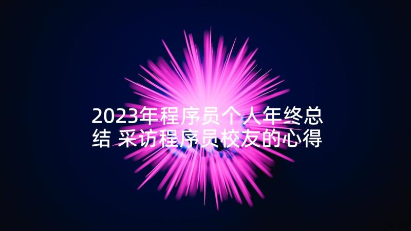 2023年程序员个人年终总结 采访程序员校友的心得体会(优质8篇)