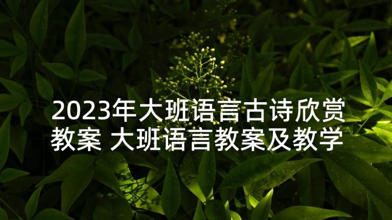 2023年大班语言古诗欣赏教案 大班语言教案及教学反思古诗悯农(汇总5篇)