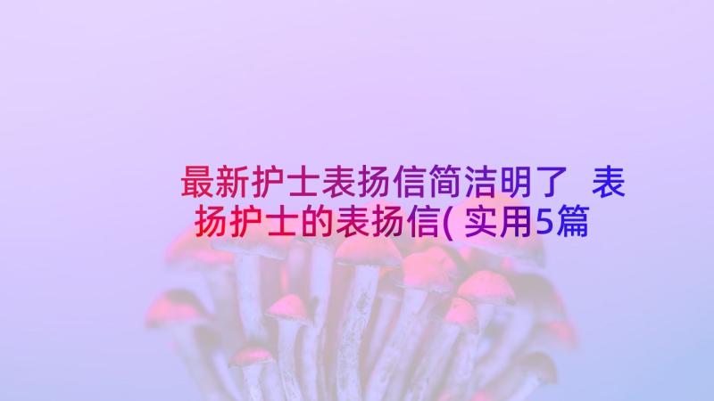 最新护士表扬信简洁明了 表扬护士的表扬信(实用5篇)